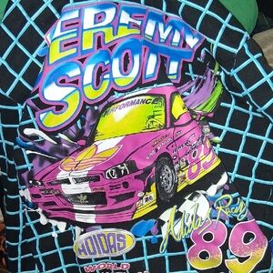 Jeremy Scott x Adidas Graphic Racing Tee - Black and Pink